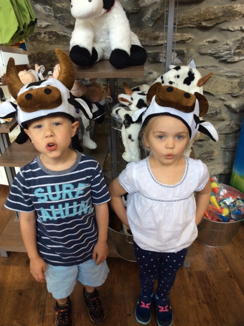 Photo of Hiatt and Kaitlin in a cow headdress